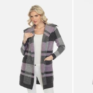 Alison Sheri Plaid Open Front Cardigan NEW